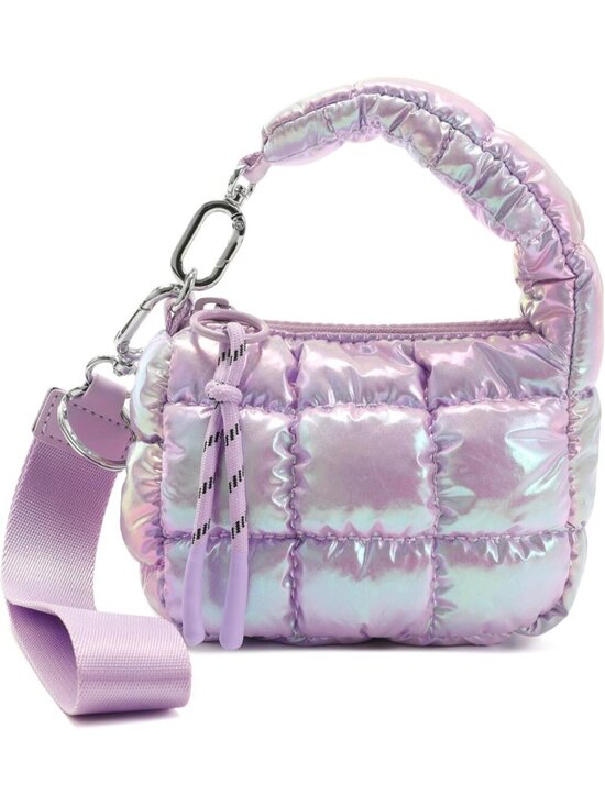 Handbags - Women Light Purple Zipper Mini Quilted Tote Wristlet Wristlet Cute Crossbody Bag